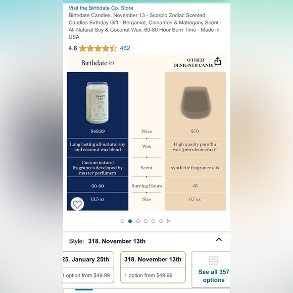 NEW Birthday Candle - Nov 13; 380g - Picture 2 of 6